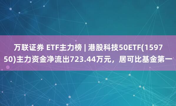 万联证券 ETF主力榜 | 港股科技50ETF(159750)主力资金净流出723.44万元，居可比基金第一
