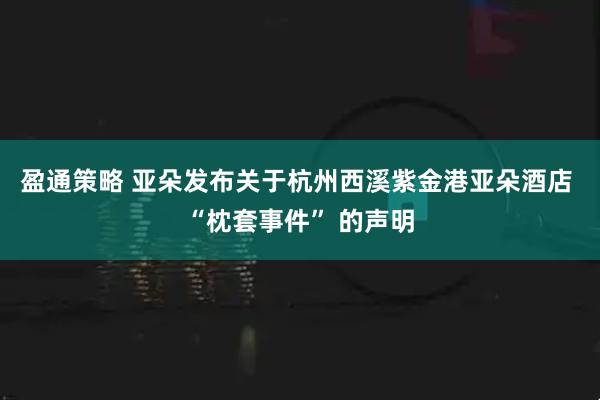 盈通策略 亚朵发布关于杭州西溪紫金港亚朵酒店 “枕套事件” 的声明