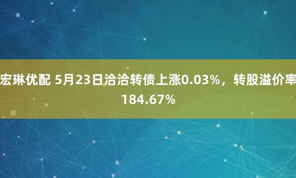 宏琳优配 5月23日洽洽转债上涨0.03%，转股溢价率184.67%